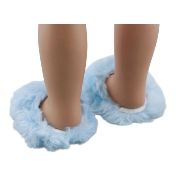 NEW American Girl Fuzzy Blue DOLL SLIPPERS Snuggle Snow Pajama Shoes Accessory - Picture 5 of 6